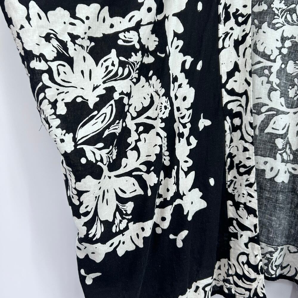 Christian Siriano Black & Ivory Floral Linen Blend Kimono Cardigan Womens Sz OS - Picture 12 of 12